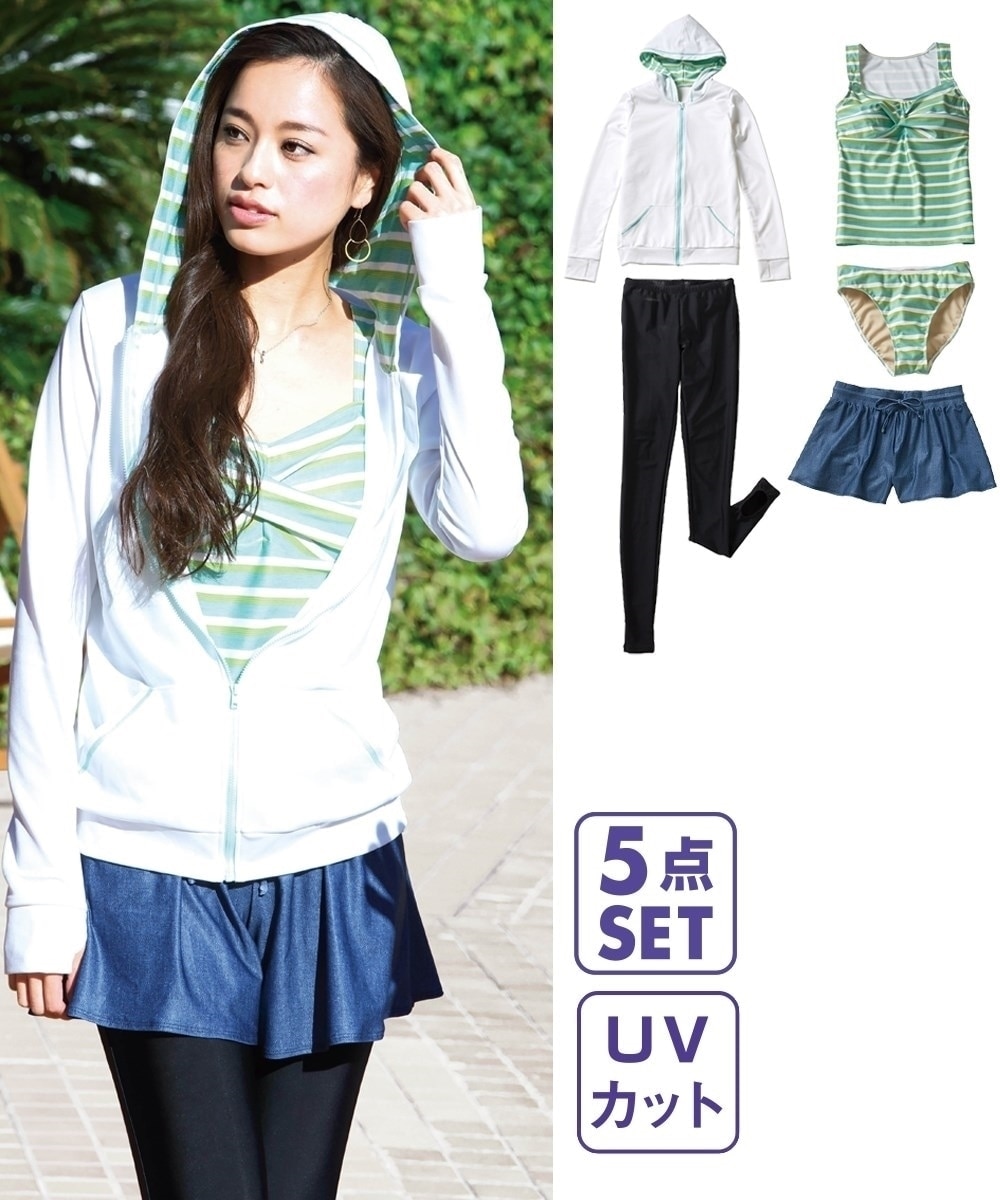 5点セット】ラッシュガード＆トレンカ付タンキニ水着（MU098） 通販