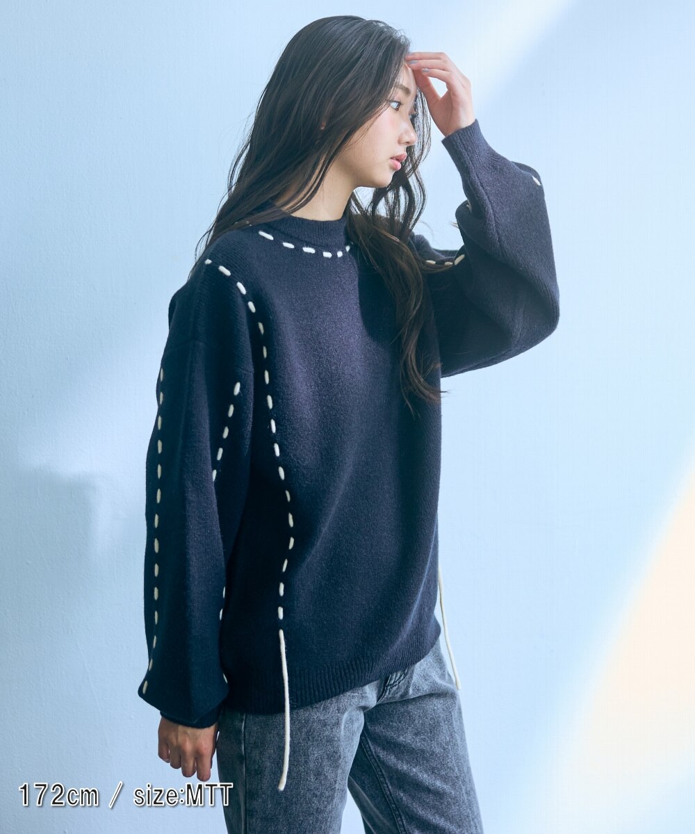 高身長 ハンドステッチニットプルオーバー（トールサイズ）Essenave