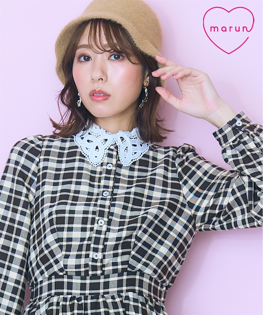 大きいサイズ＞レース切り替えチェックワンピース marun 通販【ニッセン】