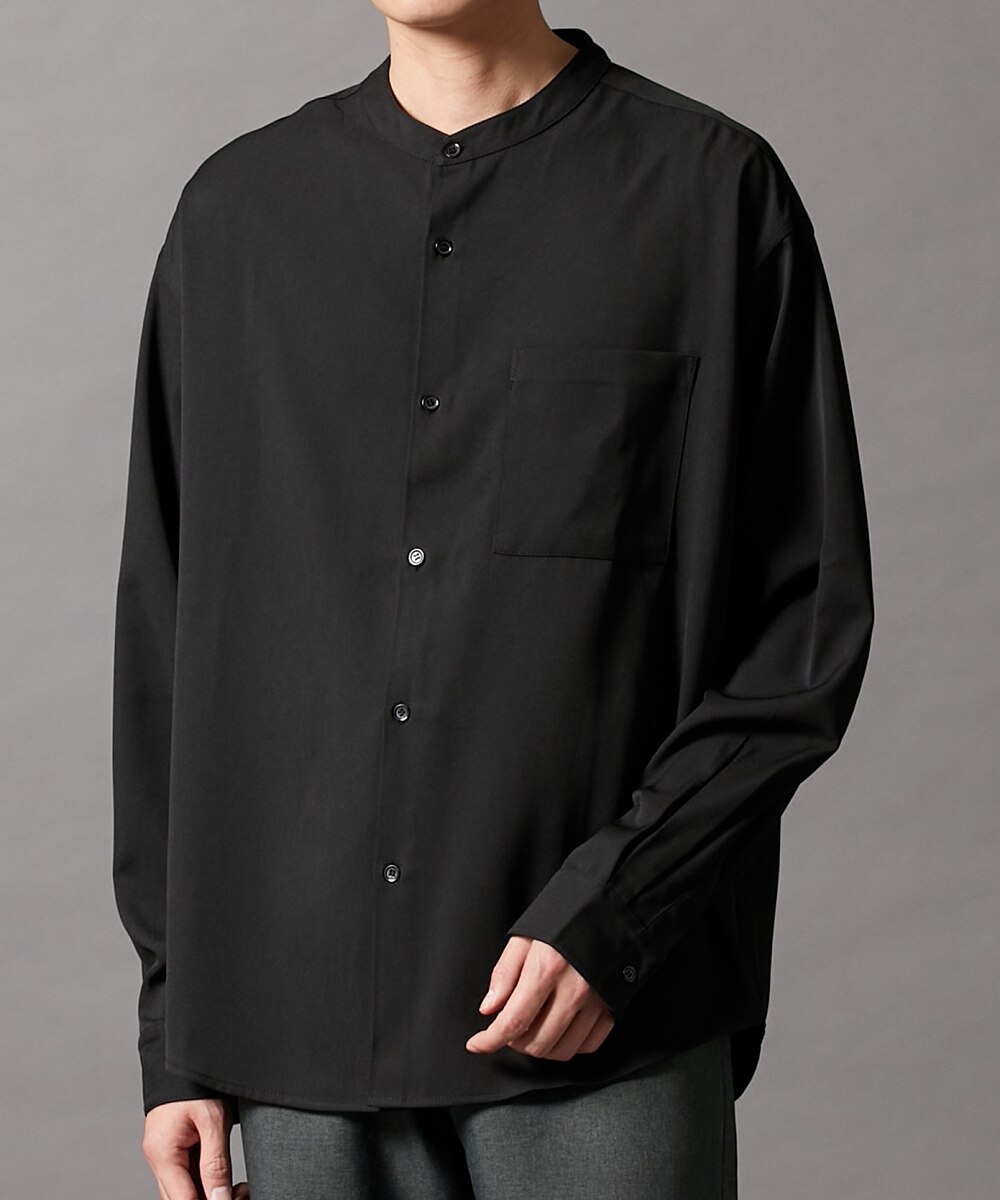 オーバーサイズ ロング丈バンドカラー長袖シャツ 通販【ニッセン】