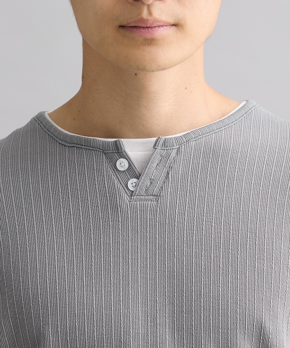 フェイクレイヤードヘンリーネック長袖Tシャツ 通販【ニッセン】