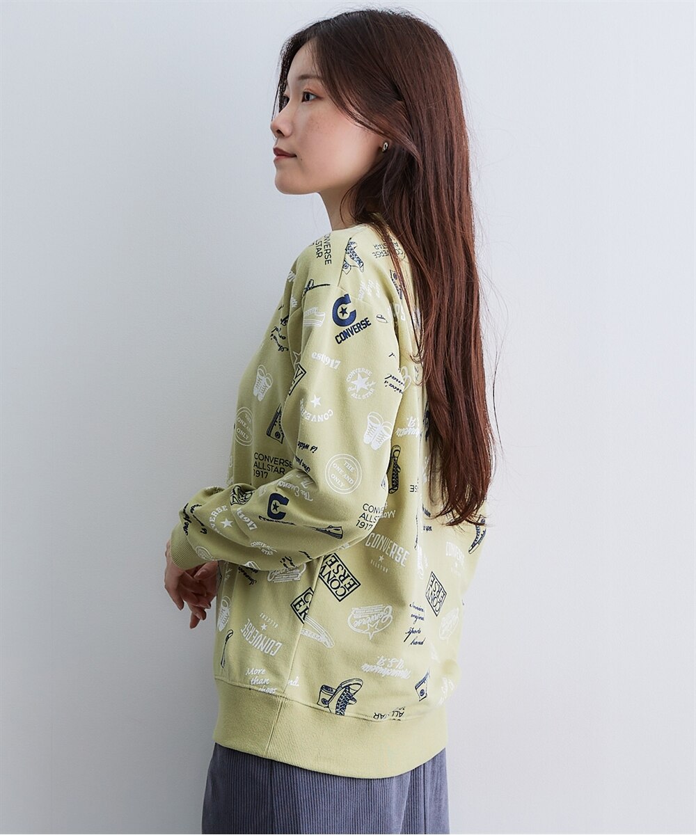 大きいサイズ＞綿混ロゴ総柄プリントスウェット（コンバース） 通販