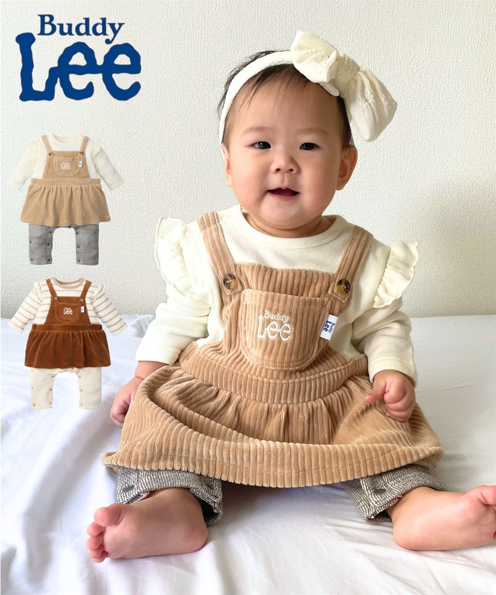 Buddy Lee】ニットコール×裏毛 重ね着風長袖カバーオール（女の子