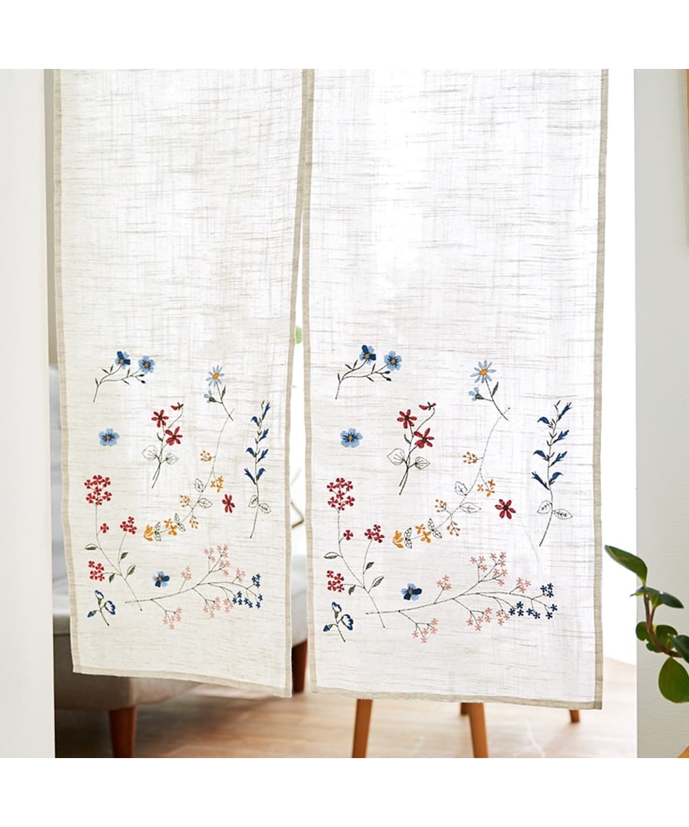 ボタニカルの刺繍が可愛い！ナチュラルのれん 通販【ニッセン】