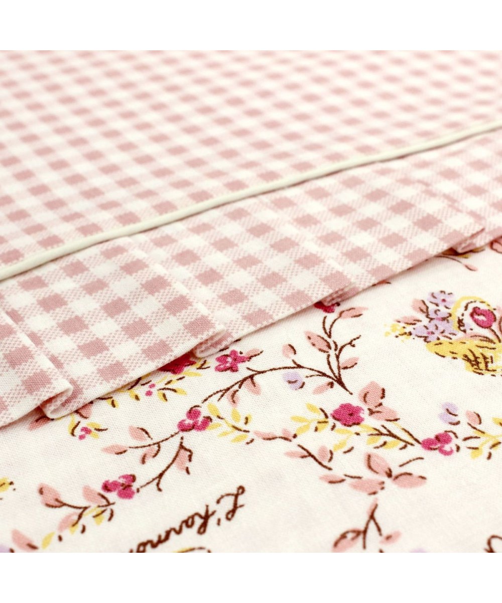 綿100％掛カバー（衿チェック柄フリル付フラワー柄） 通販【ニッセン】