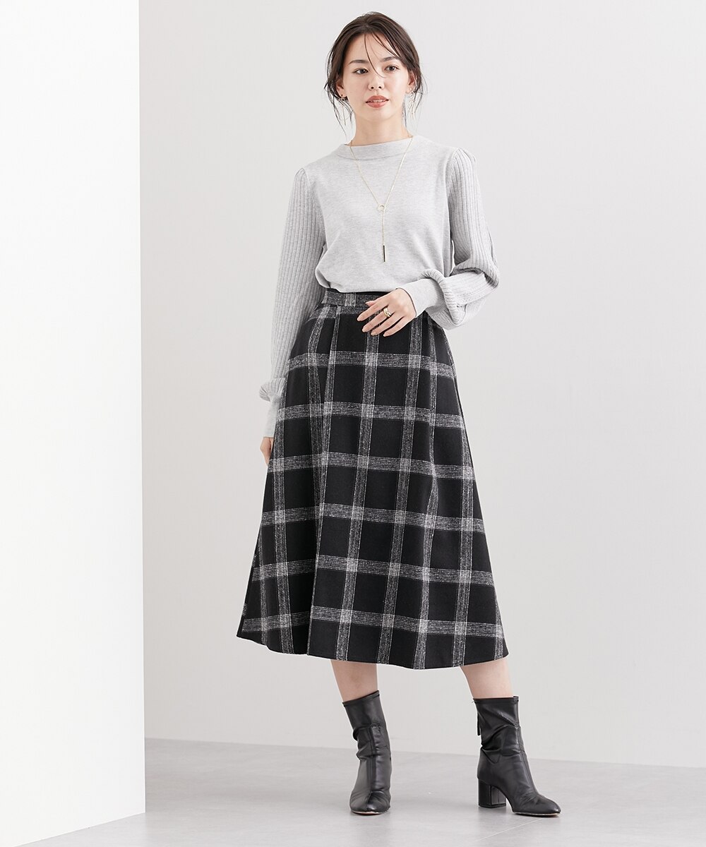 シャギーチェックフレアスカート 通販【ニッセン】