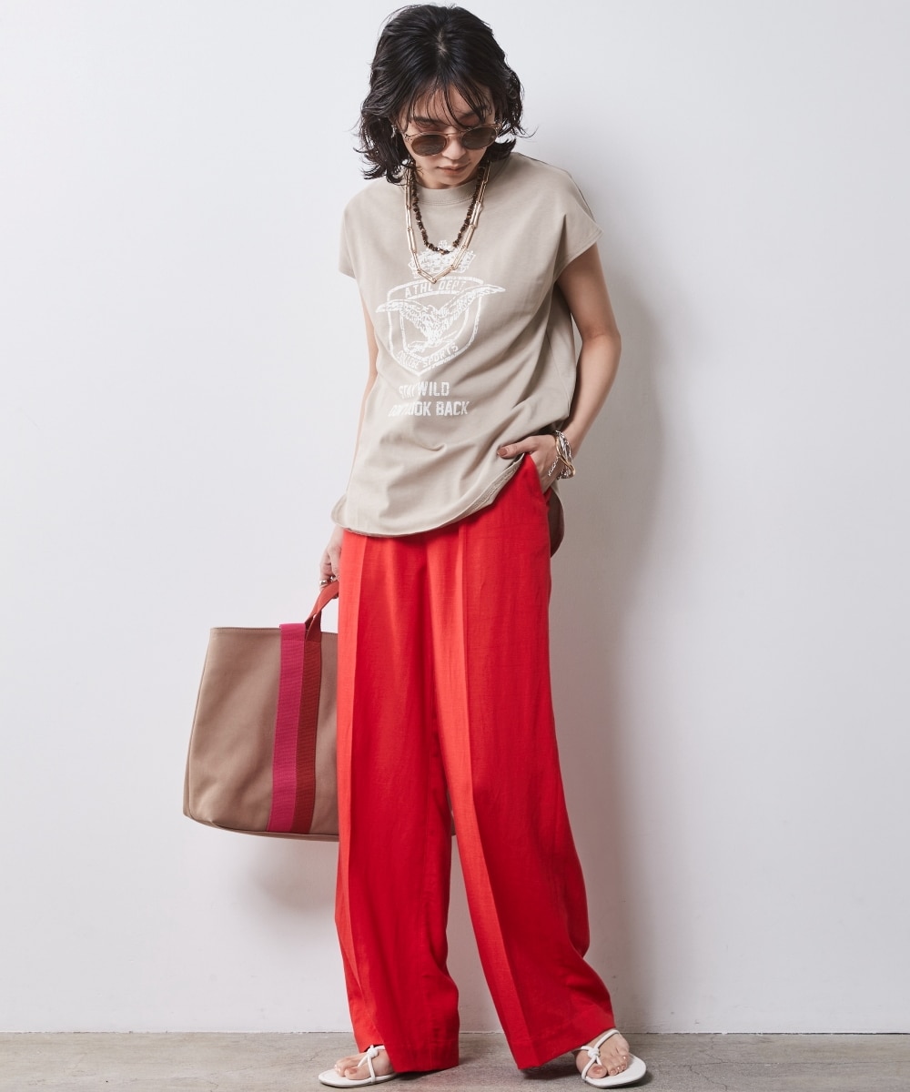 大きいサイズ＞レーヨン麻リラックスワイドパンツ シックスタイル 通販