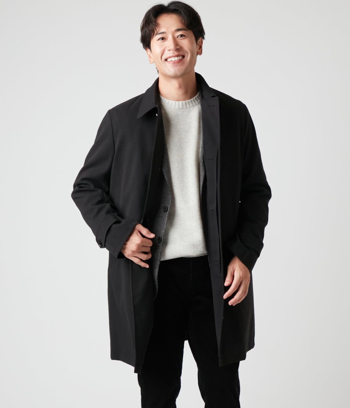 ストレッチ】サージ セミロングステンカラーコート(16383309-2024