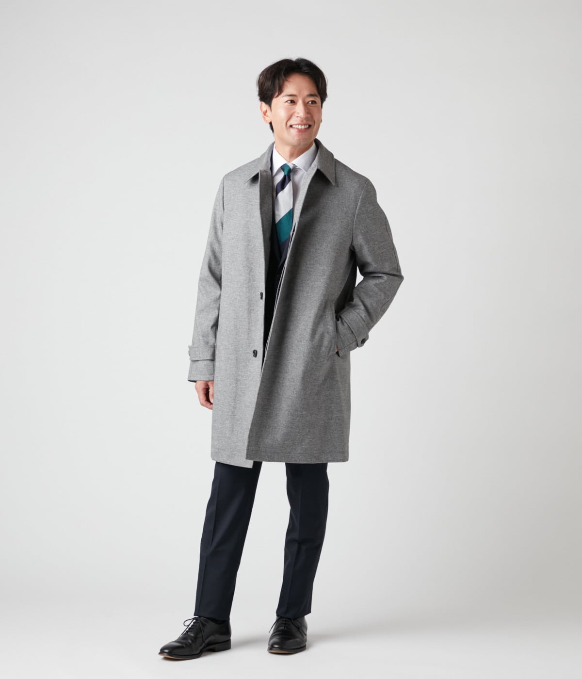 ストレッチ】サージ セミロングステンカラーコート(16383309-2024