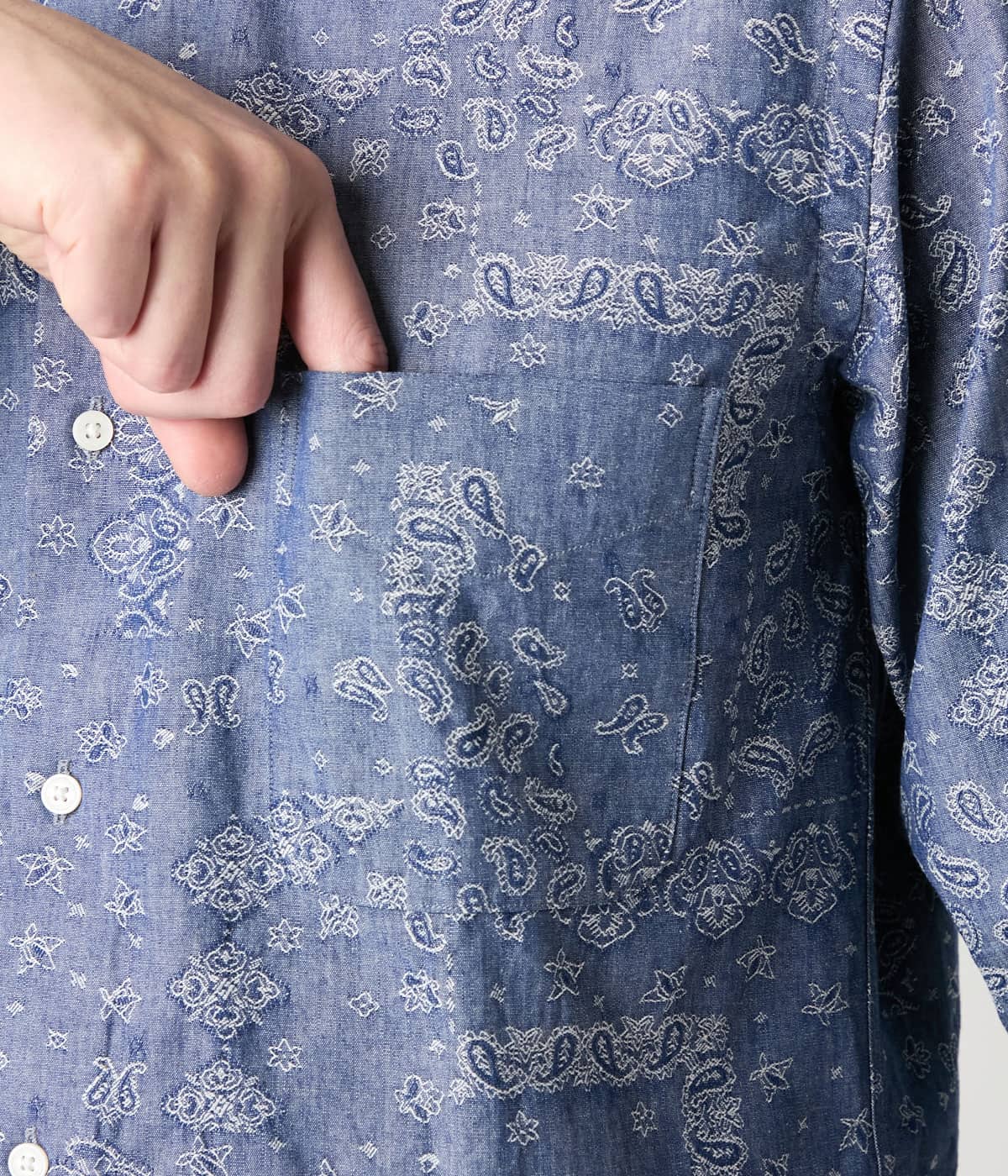 ジャカード ペイズリー 七分袖カッタウェイカラーシャツ(16765714-2025