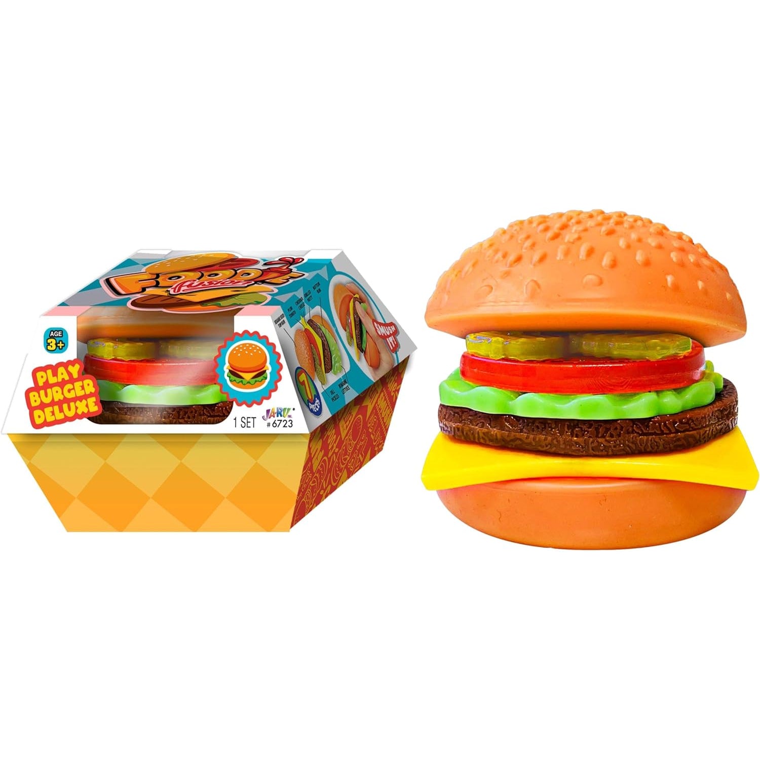 Ja-Ru Foodie Fusion Play Burger Deluxe Squishy Toy Smushy Make