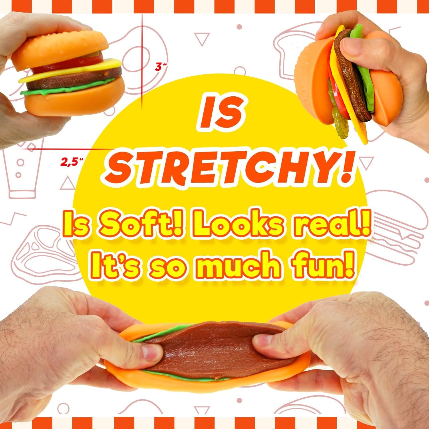 Ja-Ru Foodie Fusion Play Burger Deluxe Squishy Toy Smushy Make