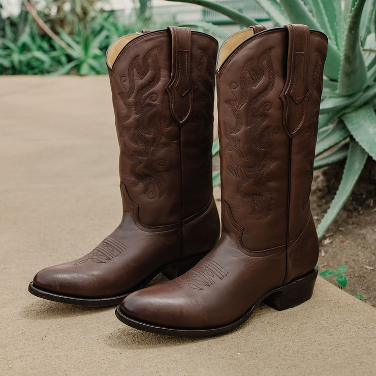 Cowboy Dress Boots | Mens Classic Round-Toe Boots (H7001-Brown