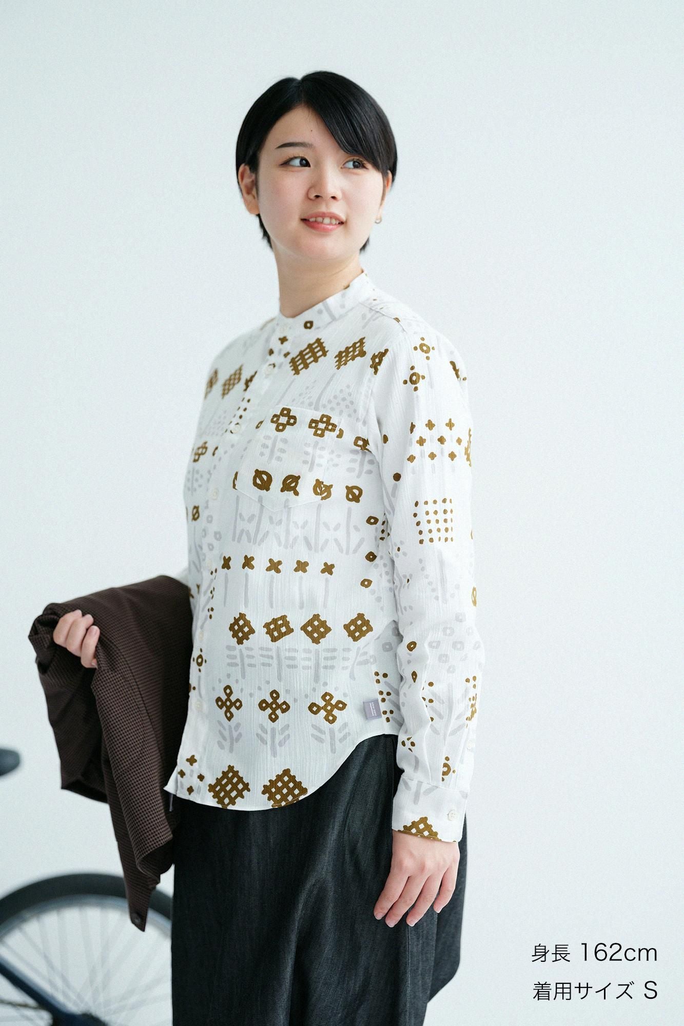 高島縮 20/20 スタンドカラーシャツ／楚々（そそ）△