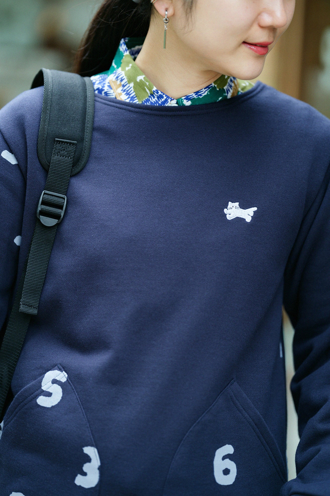 裏毛 ボートネックスウェットシャツ／ネイビー×SO-SU-U