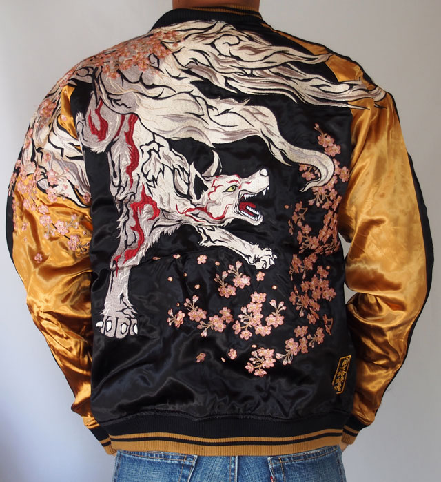 絡繰魂】桜九尾極み刺繍リバーシブルスカジャン 【創作雑貨 小都