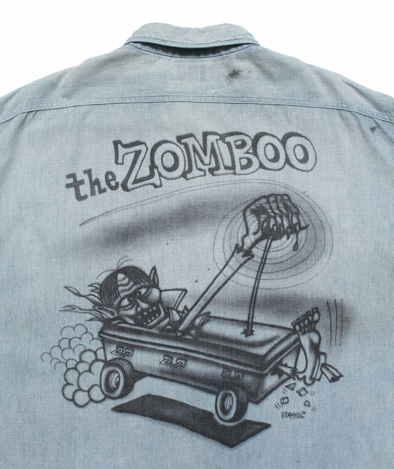 SKETCH ZOMBOO USN CHAMBRAY SHIRT AGED スケッチ デザイン