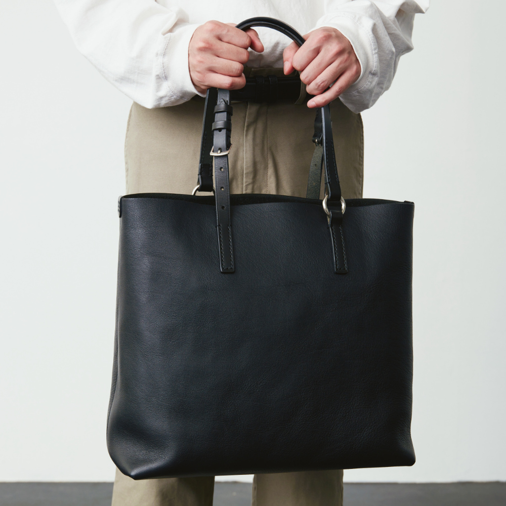 【日本製】SOMES SADDLE オールレザートートバッグ　ブラック SOMES SADDLE ソメスサドル 巾着付 レザートートバッグ ブラック