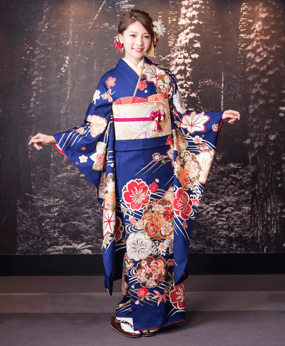 濃い紫桜と梅[FS0782] | 成人式振袖レンタル京都さがの館