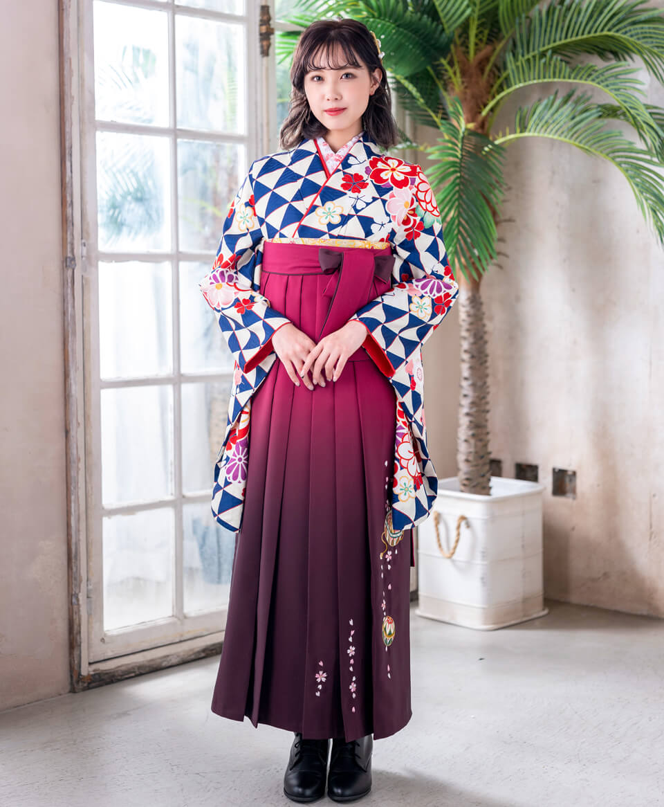 レンタル着物DDD874×袴WBT072 | 【京都さがの館】卒業式袴レンタル