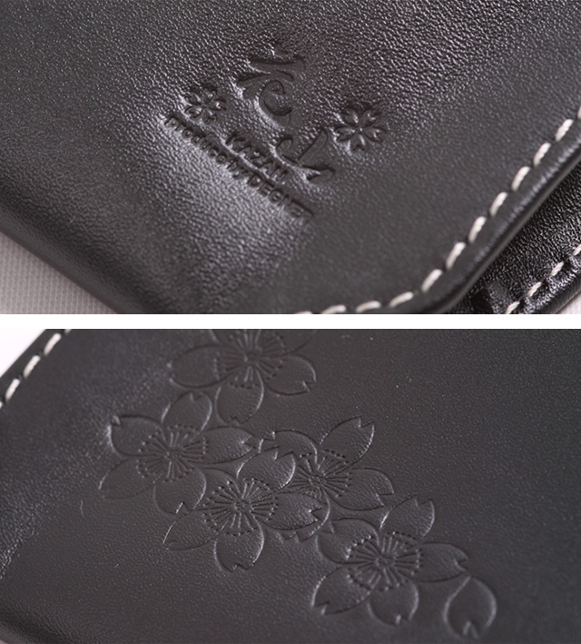 レザーウォレット「都桜」【WV-12K】◇花山｜ロングウォレット｜サクラ