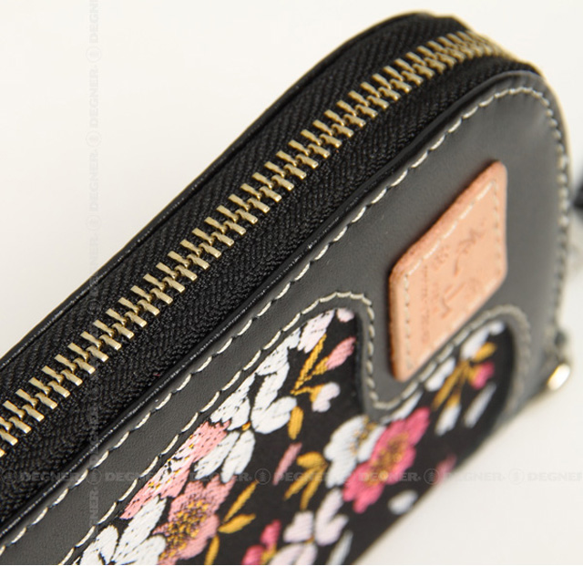 ロングジップウォレット「京桜」【W-48K】 花山 長財布 レザー 和柄