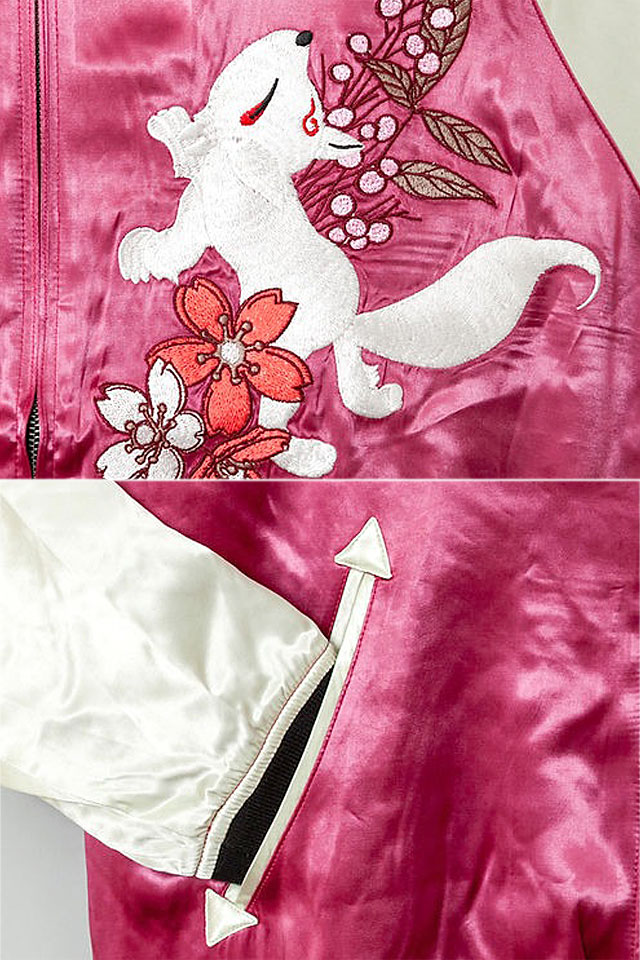 着物狐BIGスカジャン 今昔 KJ-29171 和柄 和風 狐 きつね キツネ ユニ