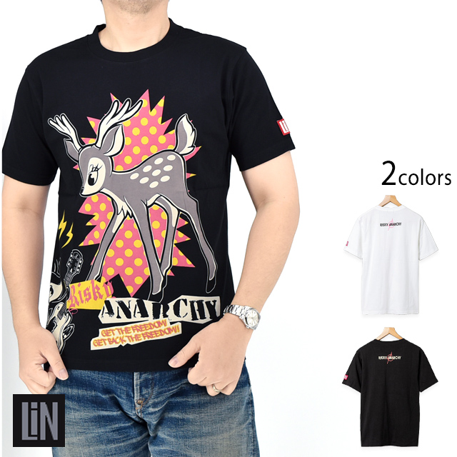 RISKY ANARCHY PUNK na半袖Tシャツ LIN AL-75115 鹿 ユニセックス