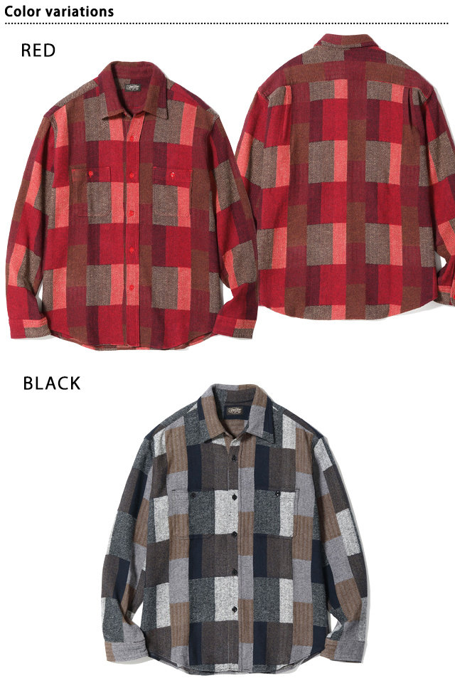 ランダムパッチワーク長袖ワークシャツ/RANDOM PATCHWORK WORK SHIRT
