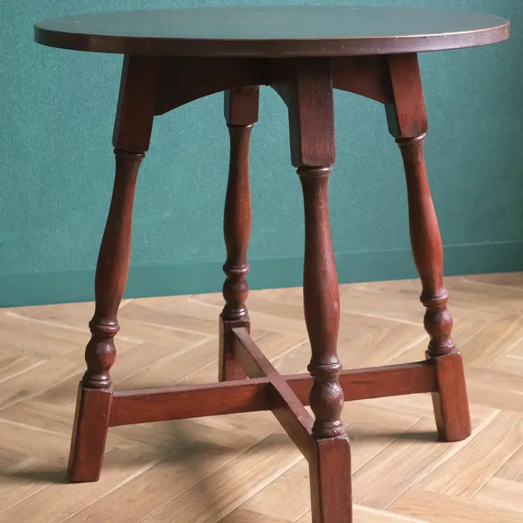 アンティーク小さなコーヒーテーブル コッパートップテーブル フランス