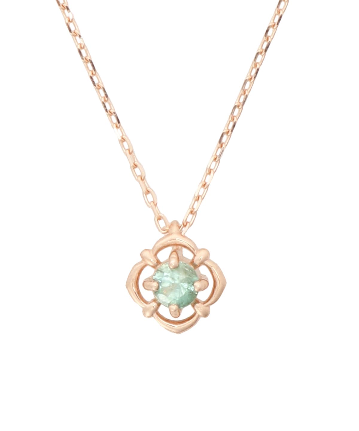 K10PG モルガナイトフラワーモチーフネックレス≪4月 誕生石≫(40cm