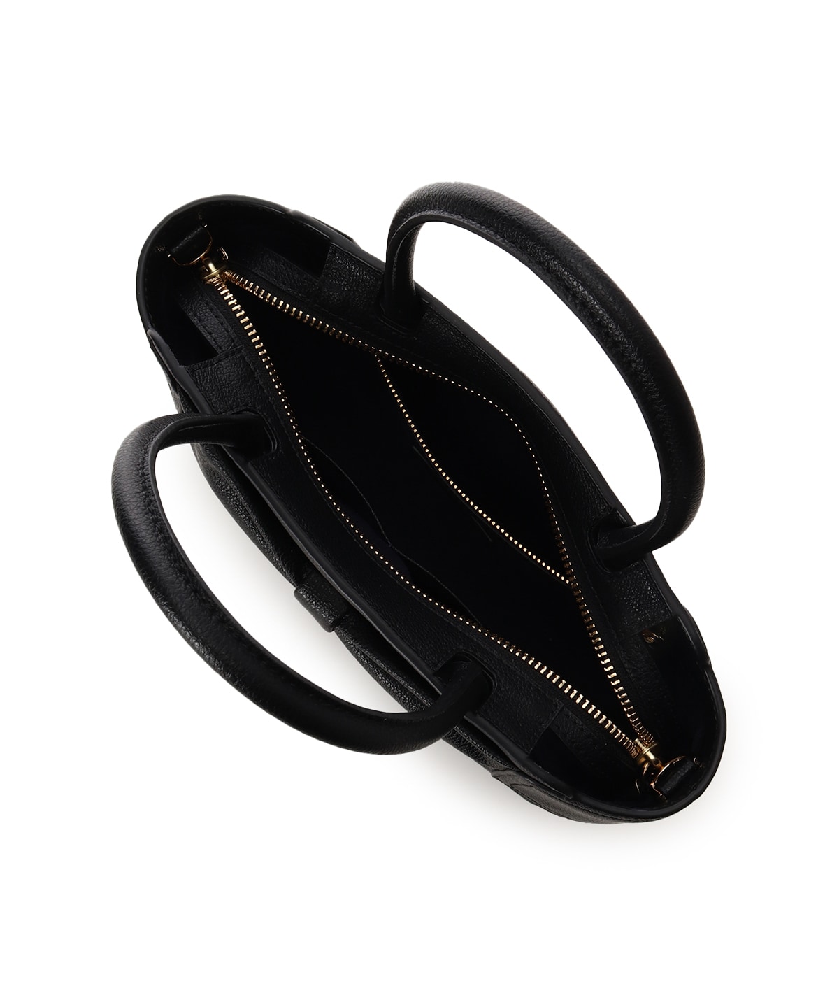 リボンモチーフ スプリットレザーハンドバッグ(FREE ブラック