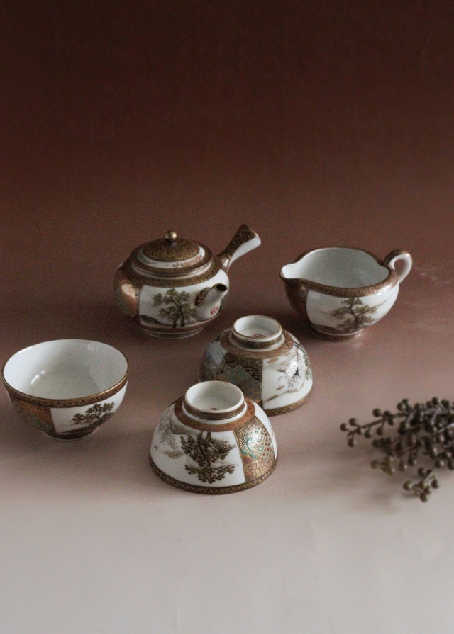 九谷焼煎茶セット 急須 湯冷まし 煎茶茶碗3客セット 煎茶道具 小鉢 向