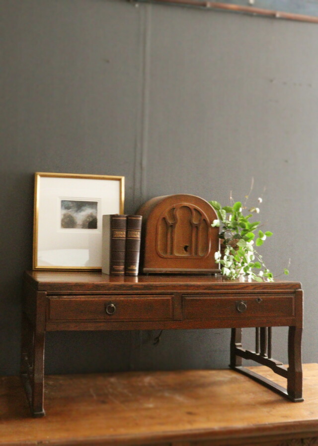 側面デザイン文机 勉強机 古家具 古道具 勉強机 テーブル 送料込み