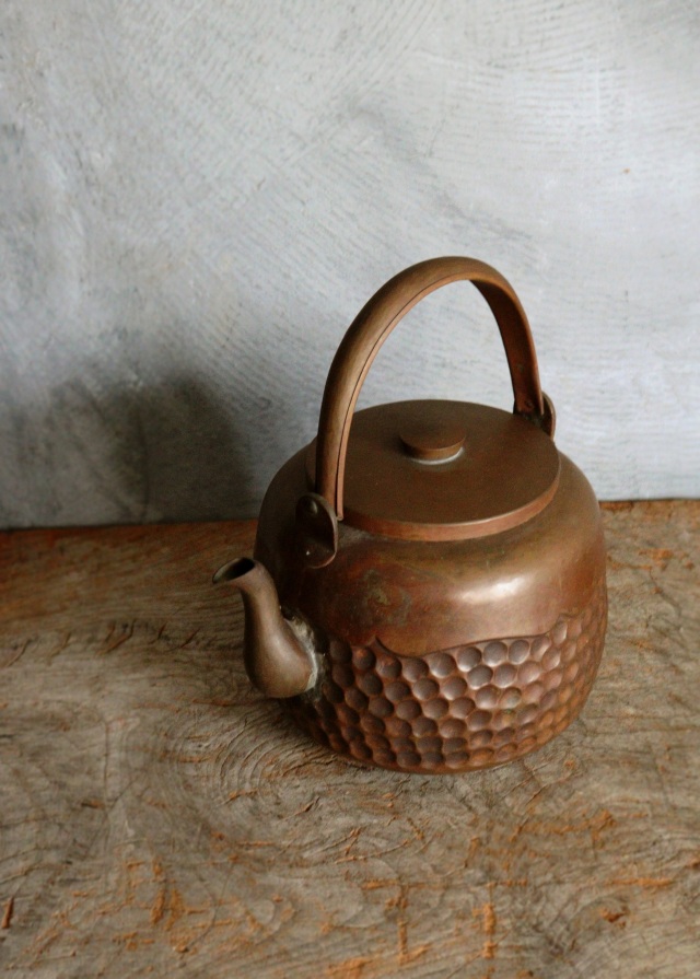 銅製打ち出し薬缶 水注 煎茶道具 茶道具 アウトドア 古道具 Antique