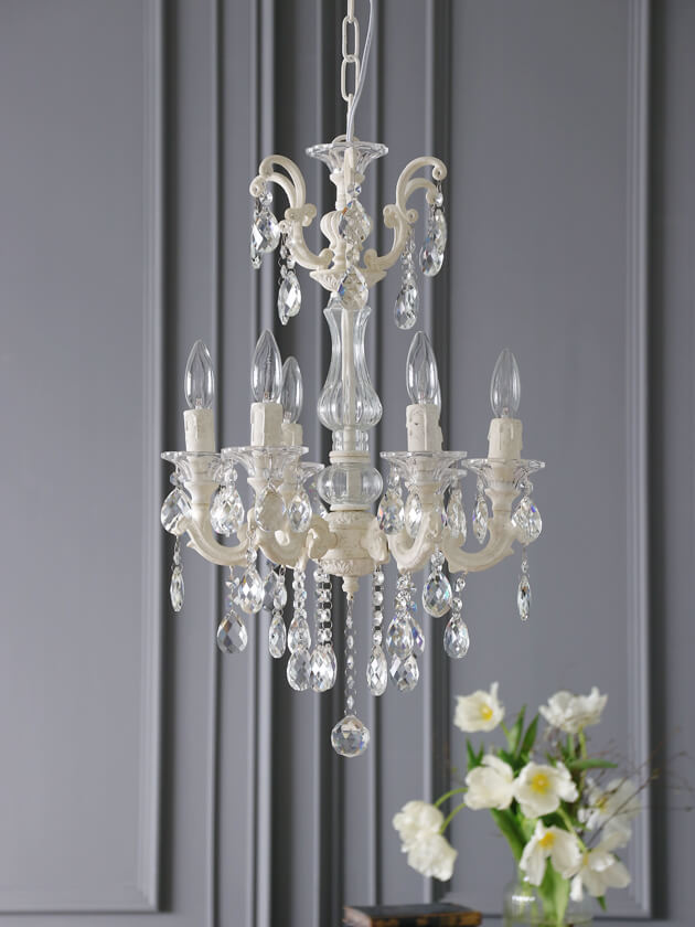 SGDシャンデリア6灯シャビーホワイト- サラグレース-