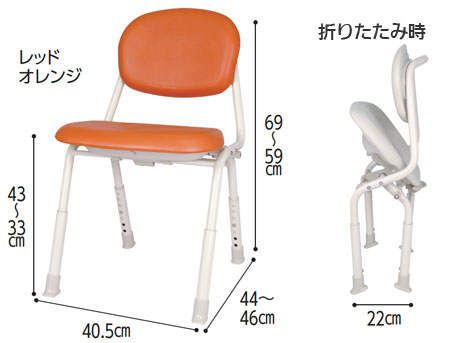 ユニプラス コンパクトシャワーチェア スマートタイプ BSU16 背もたれ
