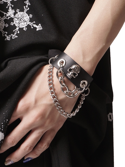 SKULL CHAIN レザーリストバンド ｜SEX POT® OFFICIAL WEB SHOP｜パン