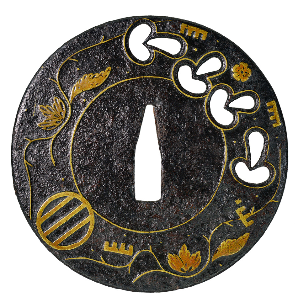 鍔 無銘 平安城象嵌 茸透紋様散唐草図(TU-070219)｜刀・日本刀の販売