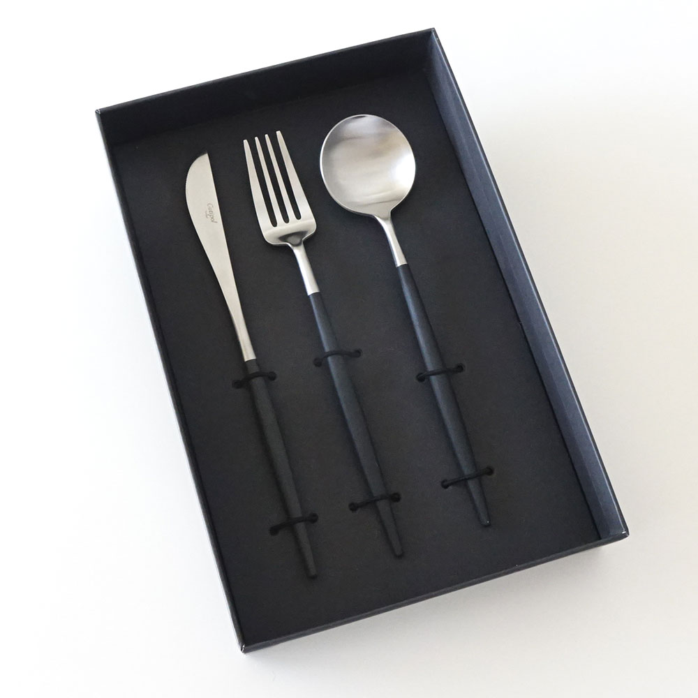 ディナー ギフト3本セット ゴア GOA / ブラック×シルバーCutipol