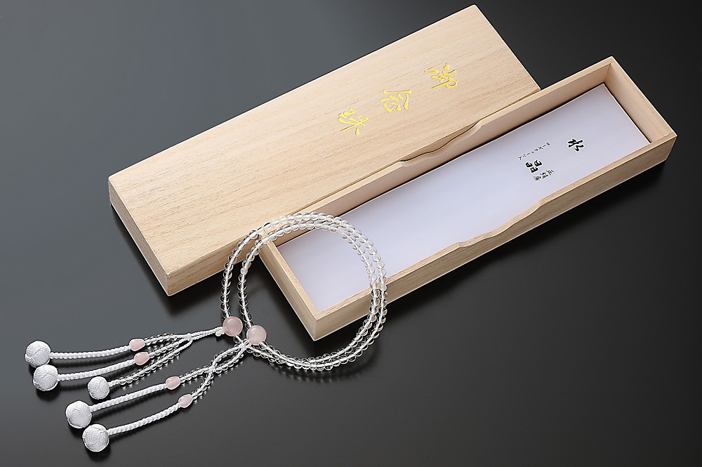 創価学会仏壇 SGI仏壇の金宝堂 高級念珠 【水晶 ローズクォーツ仕立】