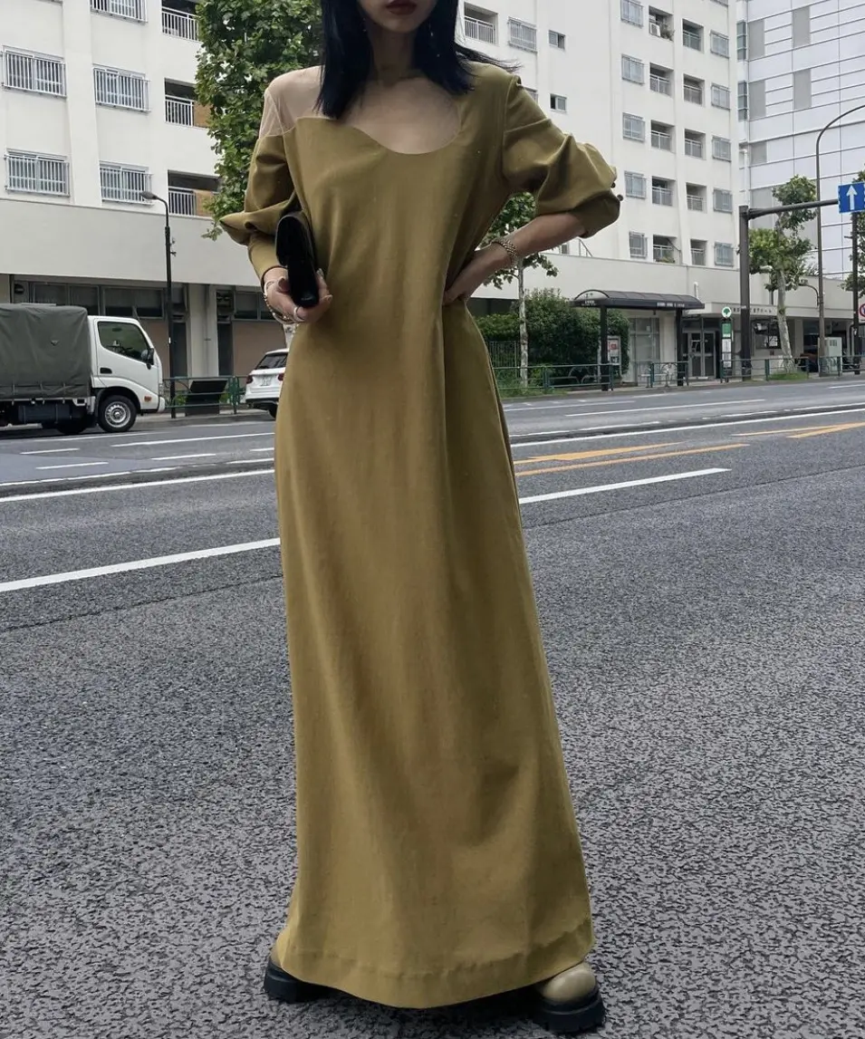 Mサイズ】LAKE CURVE TRICOT RIB DRESS Ameri VINTAGE（アメリ