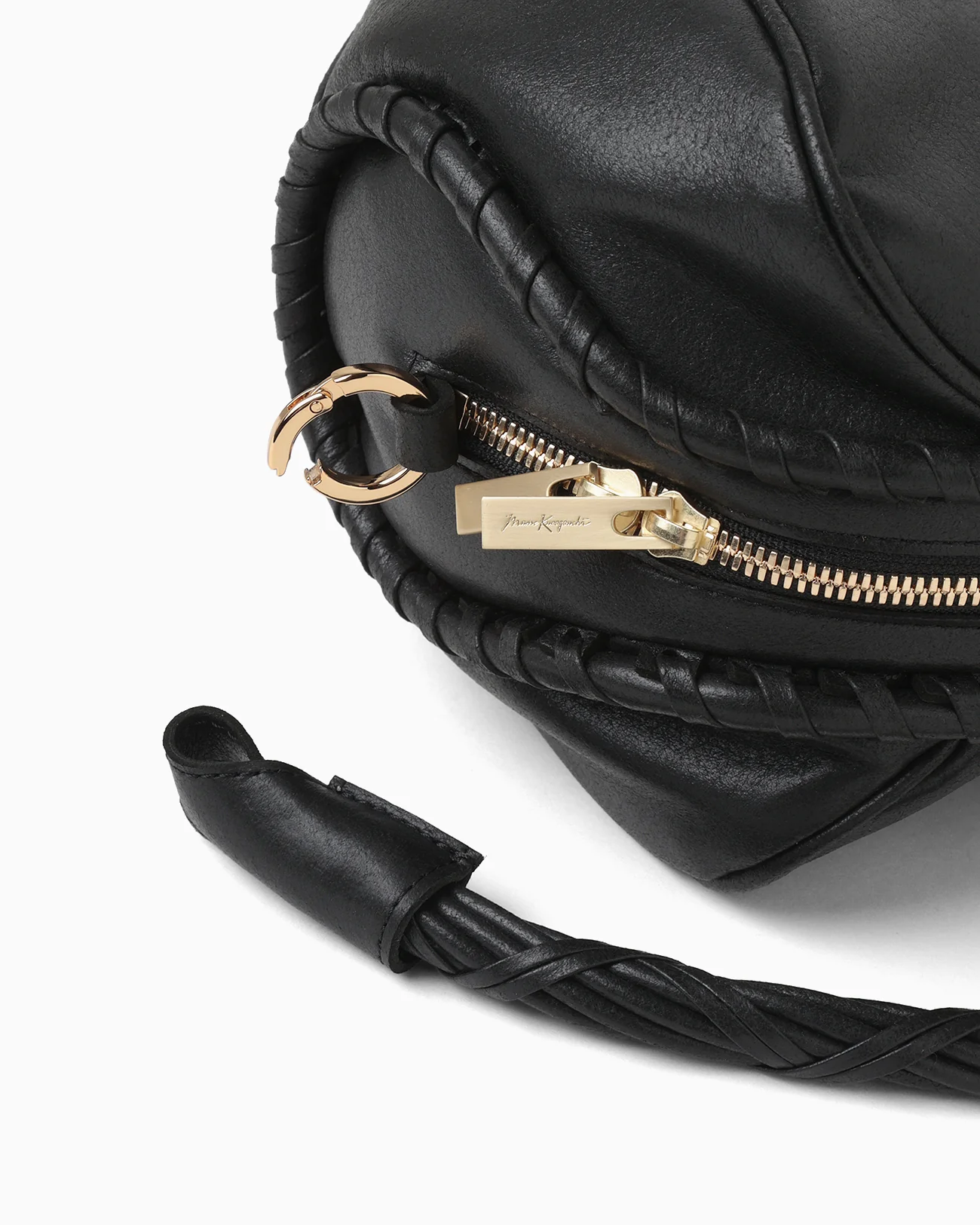 Synthetic Leather Boston Bag - black Mame Kurogouchi