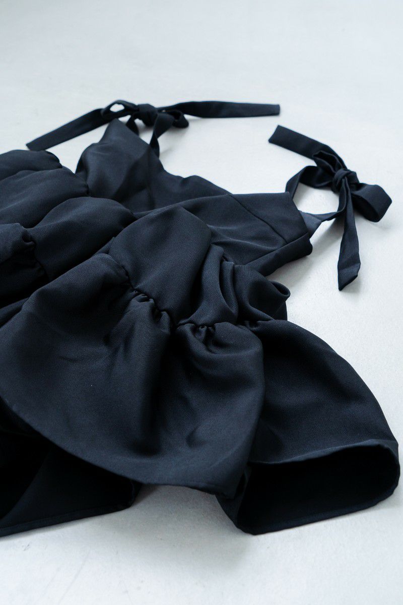 shoulder ribbon satin tops – shéller / シェリエ