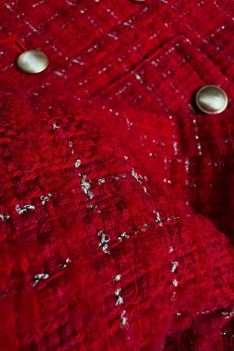 gold button check tweed jacket – shéller / シェリエ