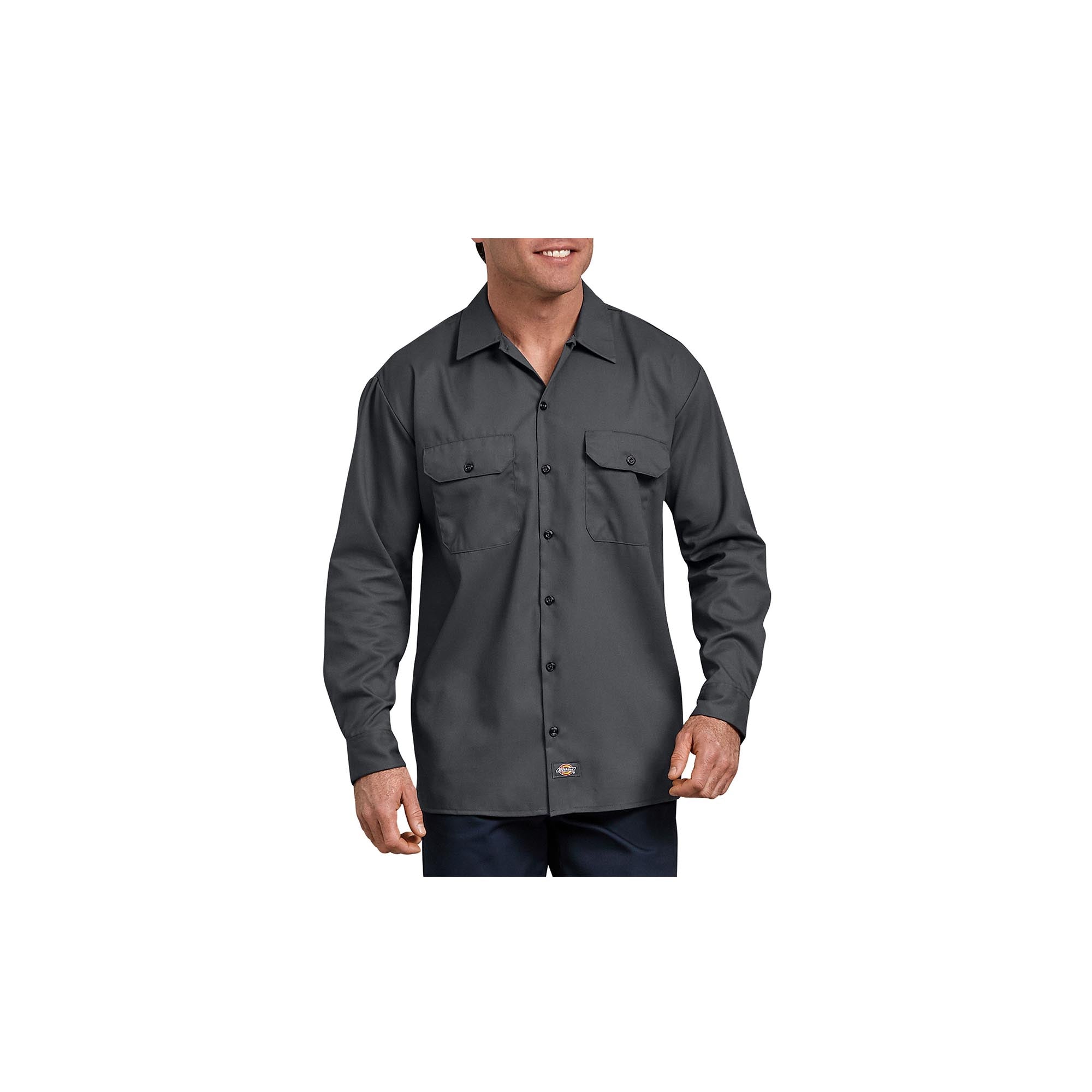Dickies FLEX Relaxed Fit Long Sleeve Twill Work Shirt Charcoal
