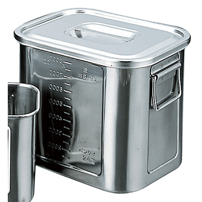 18-8 ステンレス 角型キッチンポット 目盛付 手付 26型 - 調理器具の