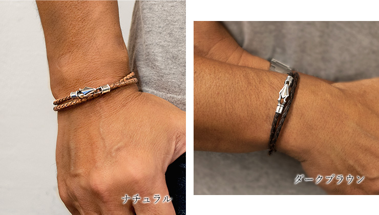レザーブレスレット×シルバー 2重巻き [DG-008]