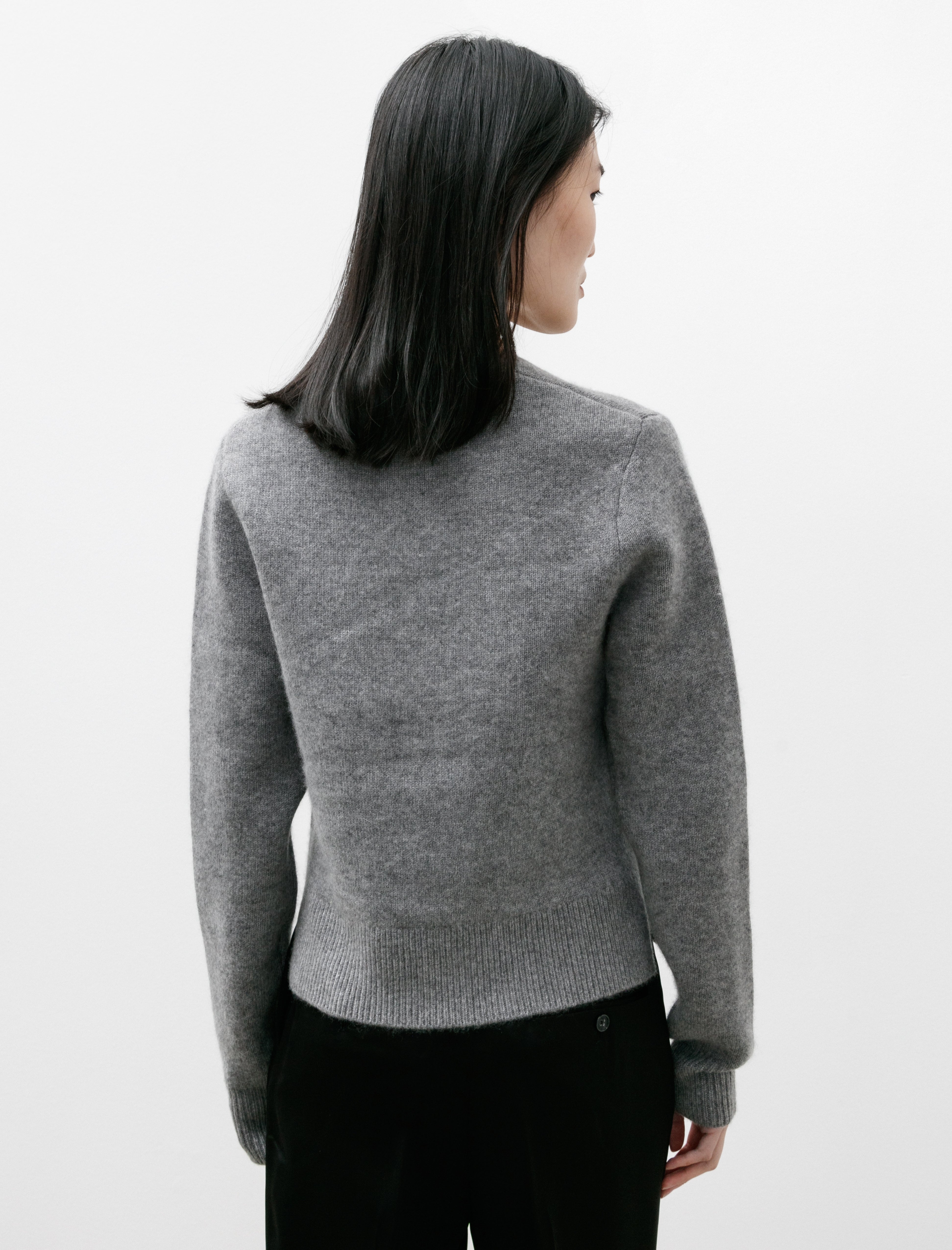 Totême Cropped Crewneck Knit Grey Mélange – Neighbour