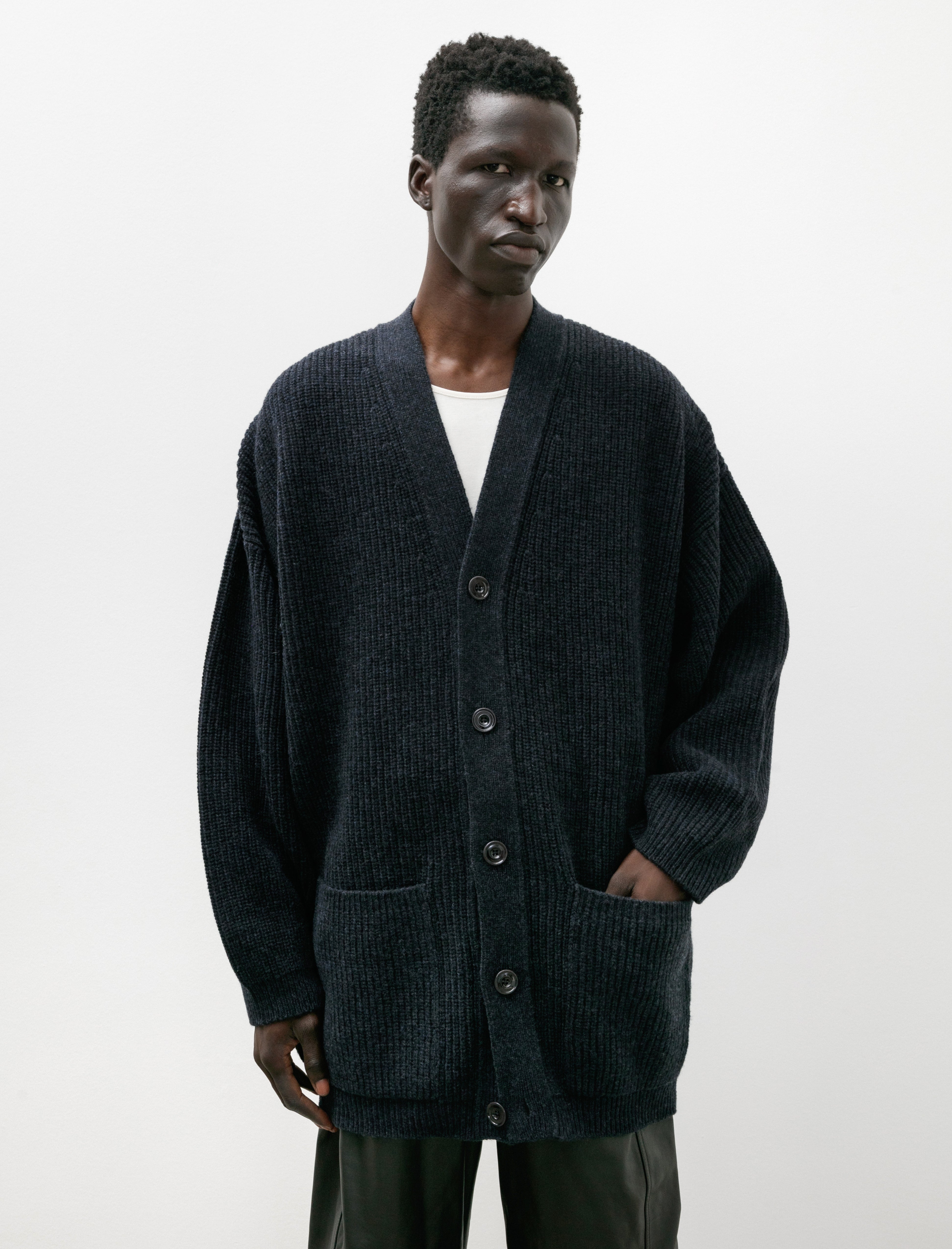 Lemaire Felted Cardi Coat Midnight Navy Melange – Neighbour